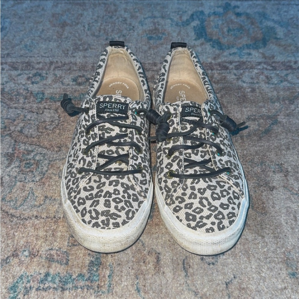 Sperry Women Leopard Print Sneakers - Black and White
